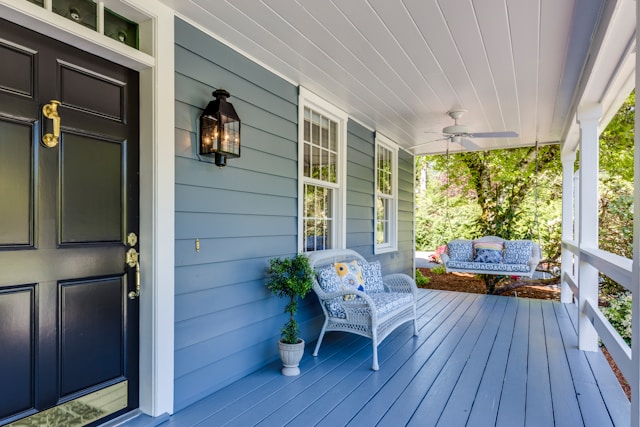 Front porch painted blue